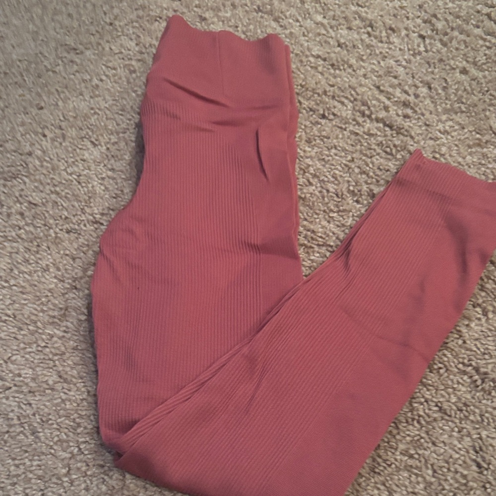 Athleta Girl Rib Leggings in Coral M/8-10